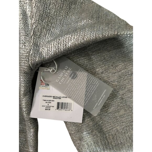 NWT Oversized Small Women's Auburn University Silver Metallic Knit Oversized Swe - Picture 6 of 7